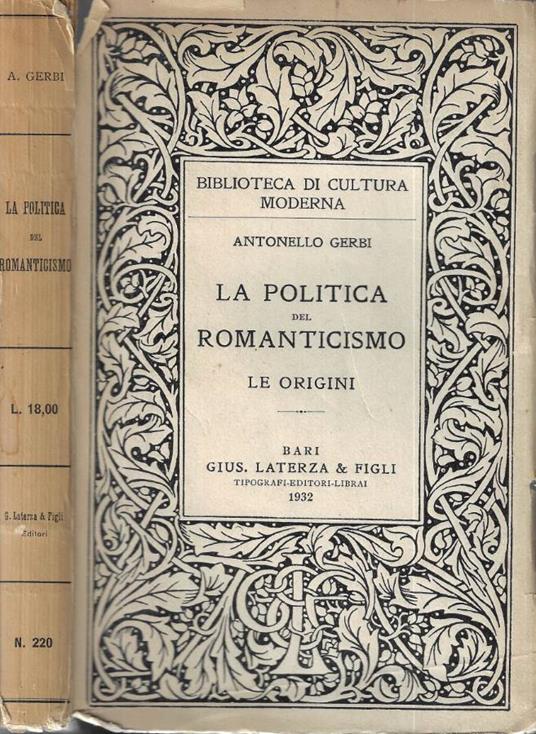 La politica del Romanticismo - Antonello Gerbi - copertina