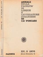 Annali della Facoltà di Lingue e Letterature Straniere di Ca' Foscari annata XV, n 3, 1976