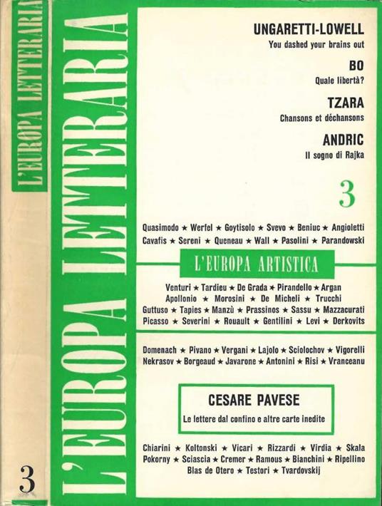 L' Europa Letteraria - Giancarlo Vigorelli - copertina