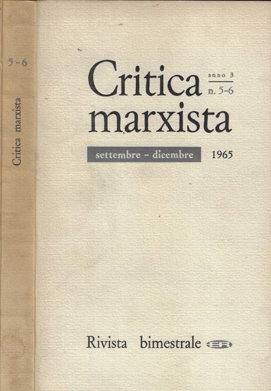 Critica marxista n. 5-6 Anno 1965 - copertina