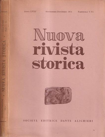 Nuova rivista storica, anno LVIII, settembre-dicembre 1974 - copertina