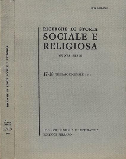 Ricerche di Storia Sociale e Religiosa. Anno IX - N. 17-18 - Nuova Serie - Gennaio-Dicembre 1980 - copertina