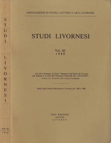 Studi livornesi. Vol. III (1988) - copertina