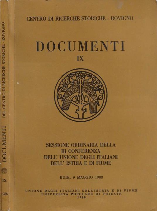 Centro di Ricerche Storiche - Rovigno. Documenti IX - copertina