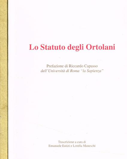 Lo statuto degli Ortolani 2voll - copertina