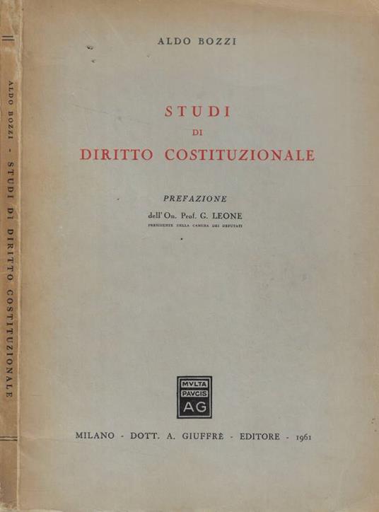 Studi di diritto costituzionale - Bozzi Aldo - copertina