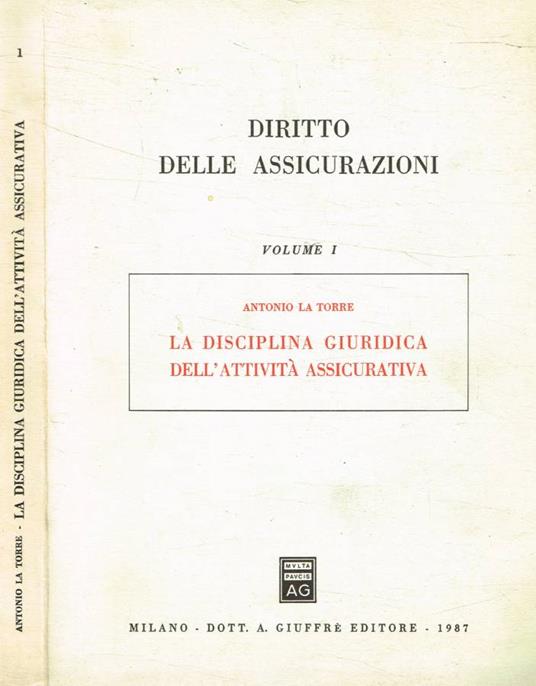 Diritto delle assicurazioni. Vol.I - copertina