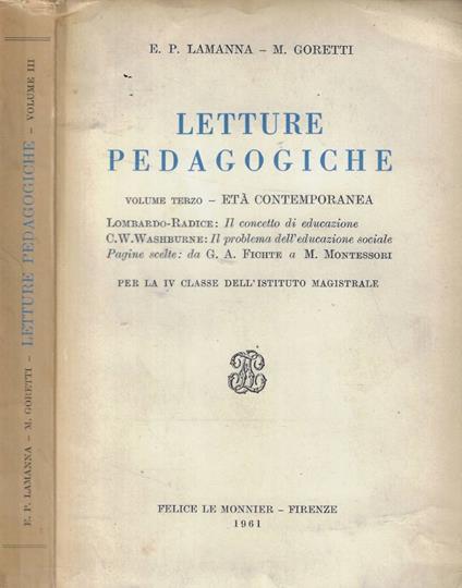 Letture pedagogiche Vol. III- Età contemporanea - copertina