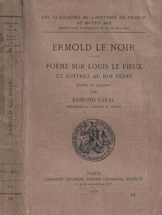 Poeme sur Louis le Pieux et Epitres ai roi Pepin - copertina