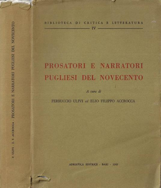 Prosatori e narratori pugliesi del Novecento - copertina