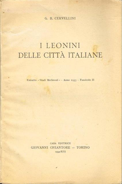 I leonini delle città italiane - copertina