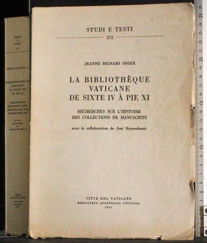 bibliotheque vaticane de Sixte IV a Pie XI - copertina