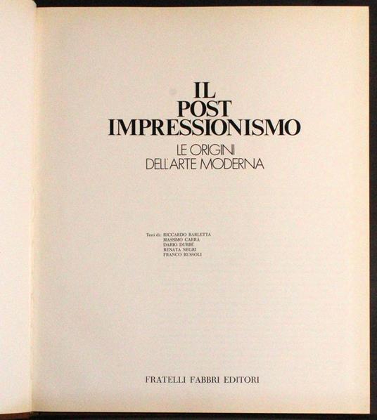 L' arte moderna. Il post Impressionismo - copertina