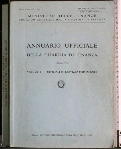 Annuario ufficiale della guardia di finanza. Anno 1995. Vol 1 - copertina