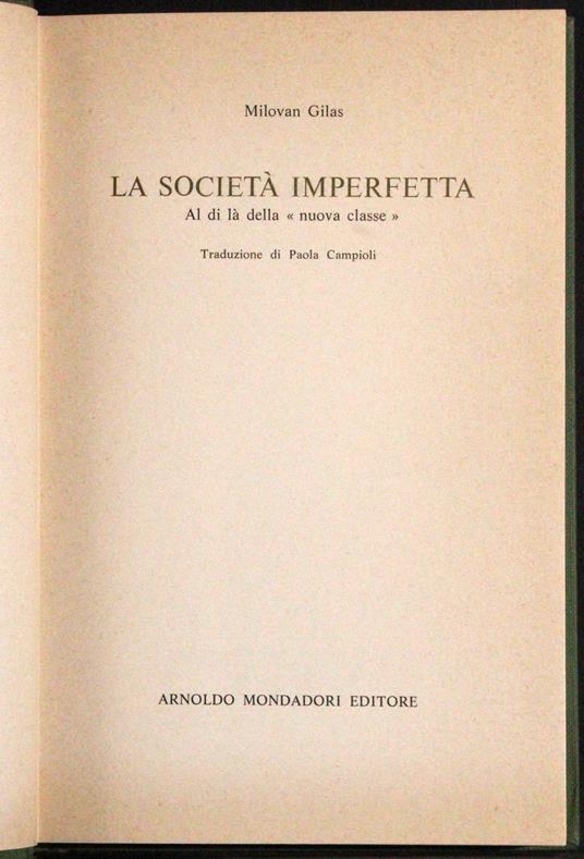 società imperfetta - Gilas Milovan - copertina