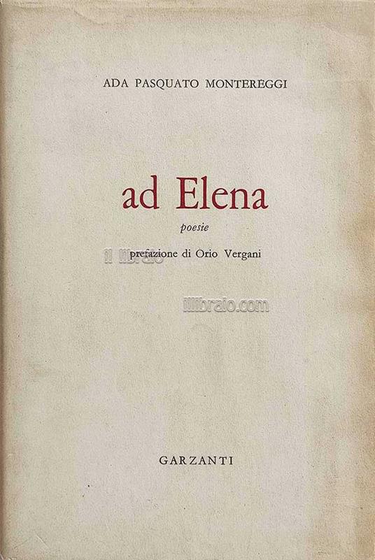 Ad Elena. Poesie - copertina