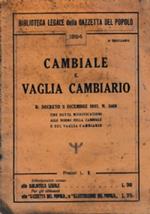 Cambiale e vaglia bancario - Regio decreto 5 dicembre 1933, N. 1669