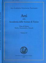 Atti della Accademia delle Scienze di Torino. Classe di scienze fisiche, matematiche e naturali. Volume 143