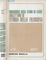 Università degli Studi di Lecce bollettino di storia della filosofia V. V 1977