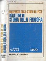 Università degli Studi di Lecce bollettino di storia della filosofia V. VII 1979