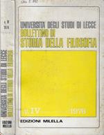 Università degli Studi di Lecce bollettino di storia della filosofia V. IV 1976