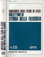 Università degli Studi di Lecce bollettino di storia della filosofia V. III 1975