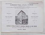 Credito Italiano. Listino Semestrale. Vercelli Corso Carlo Alberto angolo via Fratelli Laviny. Aprile 1913