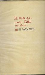 Il Testo Del Nuovo Patto Marino - 11 Luglio 1923