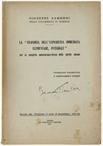 La Filosofia Dell'esperienza Immediata Elementare Integrale Per La Completa Autoconsapevolezza Dello Spirito Umano. Sommario Toretico E Orientamenti Storici