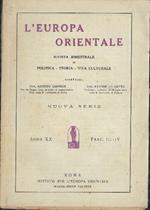 L' europa Orientale Rivista Bimestrale Di Politica -Storia -Vita Culturale