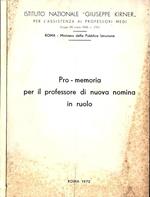 Pro - memoria per il professore di nuova nomina in ruolo