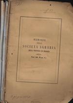 Memorie lette nelle adunanze ordinarie della Società Agraria della Provincia di Bologna negli anni accademici 1857-1858 Vol. 10 fasc. 1-3-4