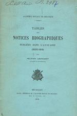 Academie royale de belgique. Tables des notices biographiques publiees dans l'annuaire (1835-1914)
