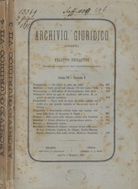 Archivio Giuridico fasc. 3 4 Anno 1871 Filippo Serafini diretto da