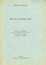 Due note di filologia latina