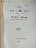 Atti della Società Italiana di Scienze Naturali e del Museo Civico di Storia Naturale di Milano Fasc. I-II/III-IV Anno 1985