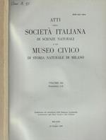 Atti della Società Italiana di Scienze Naturali e del Museo Civico di Storia Naturale di Milano Fasc. I-II/III-IV Anno 1983