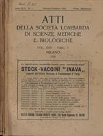 Atti della Società Lombarda di Scienze Mediche e Biologiche Anno 1928 Vol. XVII Fasc. 1-2-3