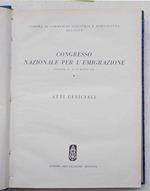 Congresso nazionale per l'emigrazione. Bologna 18-19-20 marzo 1949. Atti ufficiali