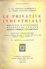 Le privative industriali. Brevetti d'invenzione modelli d'utilità disegni e modelli ornamentali. Manuale teorico-pratico. 3a edizione aggiornata