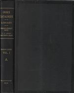 Index-catalogue of the library of the surgeon general's office United States Army (army medical library) authors and subjects IV series Vol. I