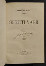 Scritti Vari - D. Berti - Ed. L. Roux - 1892 - 2 Vol in 1