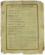 Regj Liquidatori Approvati, E Piazzati Per Ordine D'Anzianità D'Uffizio In Seguito A Regie Patenti. 17 Settembre 1819