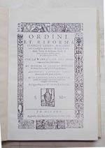 Ordini et riforma stabiliti l'anno M.D.LXXXV nel consiglio generale & Capi di casa della Terra di Valenza sopra il buon governo, pubblica quiete, et conservutione d'essa... et insieme li Statuti antichi di detta Terra mai più fin'hora stampati