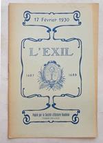 L' Exil. 1687 - 1689