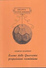 Esame Delle Quarabta Proposizioni Rosminiane