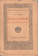 Studii E Ricerche Su La Letteratura Italiana