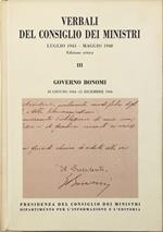 Verbali del Consiglio dei Ministri luglio 1943 - maggio 1948 Edizione critica III Governo Bonomi 18 giugno 1944 - 12 dicembre 1944