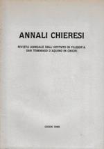 ANNALI CHIERESI. Rivista annuale dell’Istituto di Filosofia San Tommaso d’Aquino in Chieri. 1989