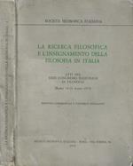 La ricerca filosofica e l'insegnamento della filosofia in Italia